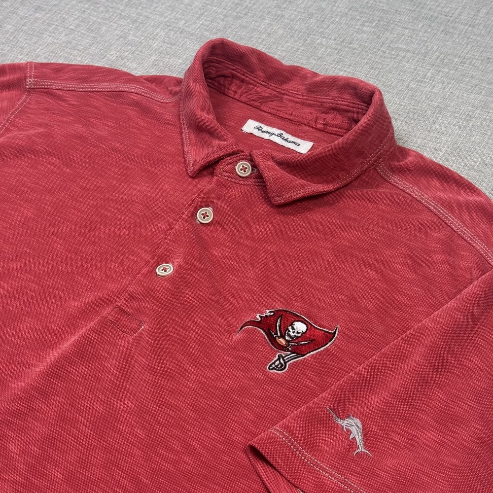 Tommy Bahama Tampa Bay Buccaneers NFL Polo Shirt Mens XL Red Football